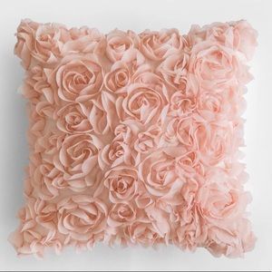Peach Colored Rose Flower Pillow Cover 16” x 16”